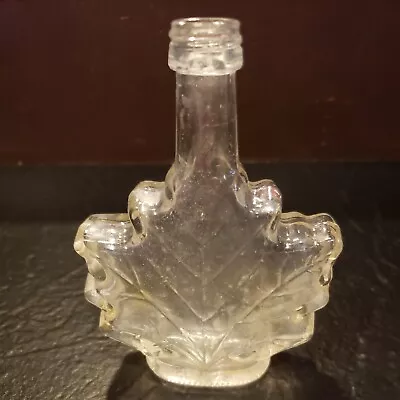 Maple Leaf Shaped Glass Bottle Vintage  Small 4 1/4  × 3  No Top • $10.10