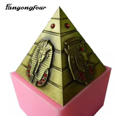 Egyptian Pyramid Fondant Sugar Craft Chocolate Cake Decor Candle Silicone Mold • £16.74