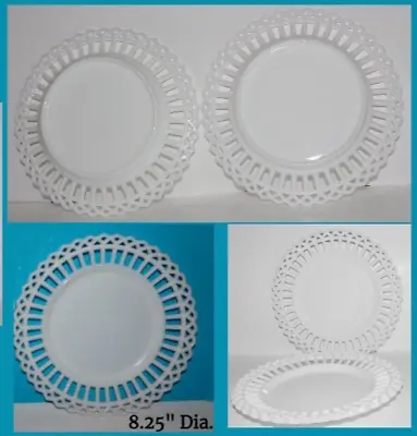 EAPG Canton Glass LATTICE Milk Glass 8.25  Plate 2 Avail • $19