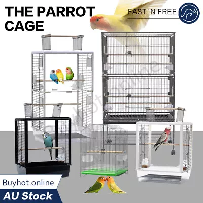 Bird Cage Large Small Pet Stand-alone Cages Aviary Parrot Budgie Wheels • $111.86