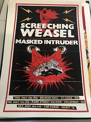 Screeching Weasel Tour Gig Poster Silkscreen Masked Intruder 2017 16x24 • $34.99