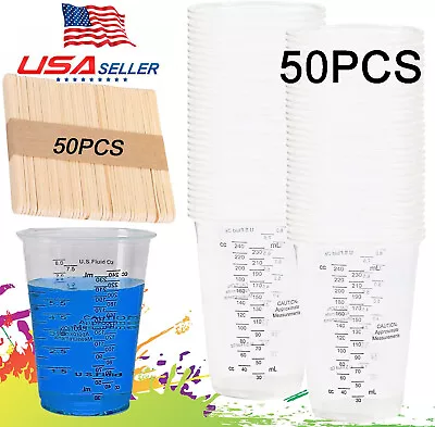 50Pcs Mixing Cup Paint Measuring Cups Resin Epoxy Ratios Disposable Cup DIY Tool • $13.59