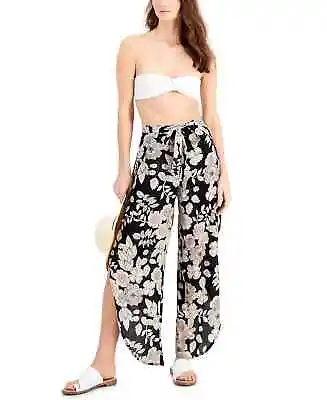 J Valdi Floral-Print Cover-Up Pants Swimsuit Black Floral Size XS • $19