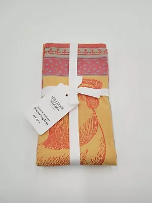 Williams Sonoma Bright Jacquard Chicken & Rooster Dinner Napkins Set Of 4 NEW • $49.95