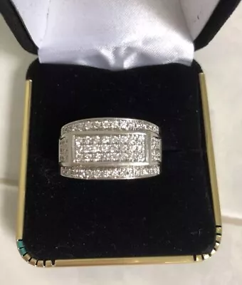 1.5 CTW Mens Pave Invisible Set Diamond Rectangle Ring 10KT White Gold $2990.  • $1250