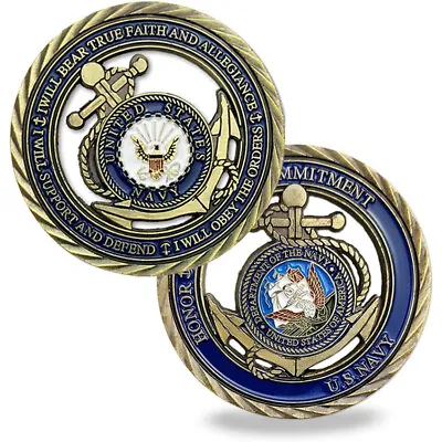 U.S. Navy Core Values Bronze Hollow Collection Medallion Challenge Coin Gift • $2.93