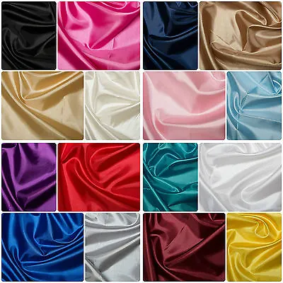 Plain Coloured Habotai Silk Lining Fabric Polyester Material 145cm (57 ) Wide • £0.99