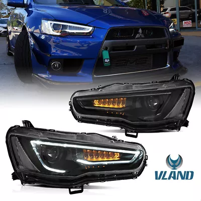 For 2008-17 Mitsubishi Lancer EVO VLAND Pair LED Headlights Projector Headlights • $359