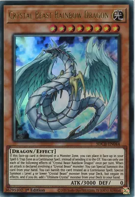 YuGiOh Crystal Beast Rainbow Dragon SDCB-EN044 Ultra Rare 1st Edition • £1.19