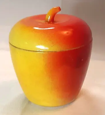 Vintage Hazel Atlas Milk Glass Red Yellow Apple Jam Jelly Jar With Lid • $5.69