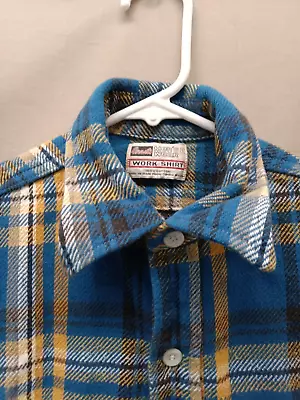 Men's Vintage 60s 70s Grants Men's Wear Plaid Flannel Lumberjack Work Shirt S • $30