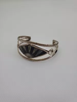 Vintage Made In Mexico Abalone ~Cuff~ Bracelet ~.925 Sterling Silver~  • $28.99