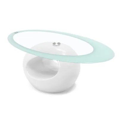White Oval High Gloss Coffee Table Top Glass Side Table Office Home Living Room • $209.90