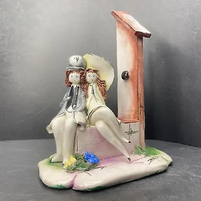 Vintage Signed Zampiva Porcelain Couple Sitting On A Well Figurine/ornament 12cm • £19.95