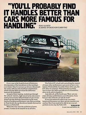 1980 Volvo GT Sharp & Descriptive Standard Size Magazine Ad - Canadian Issue • $3.49