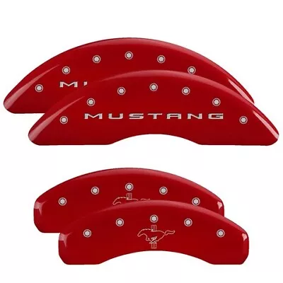 MGP Caliper Covers Set Of 4 Red Finish Silver Mustang / Bar & Pony (2015) • $289