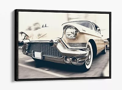 Cream Cadillac -float Effect Canvas Wall Art Pic Print- • £24.99