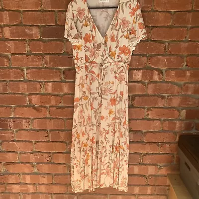 Grace & Co Womens Maxi Dress Flowers V Neck Boho Size 12 • $25.34