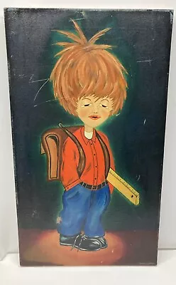 Vintage Original Painting 60s 70s School Child Big Eyes Style Boho Groovy • $26.50
