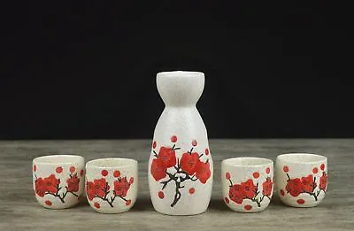 Japanese Sake Set 5 Piece Wine Drink Sharing Set 1 Bottle 4 Cups Gift Box HQ • $39.95