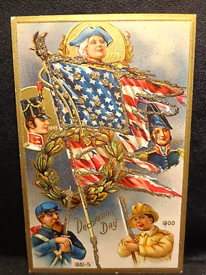 Antique Embossed With Glitter Patriotic Postcard Decoration Day No 3 1900 • $10