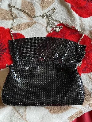 Black Sequin/chain Mail Effect Clutch Bag/Shoulder Bag Metal Strap Chain • £5.50