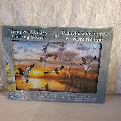 Rivers Edge DUCKS IN FLIGHT Tempered Glass Cutting Board Kitchen Decor Mallards • $9.97