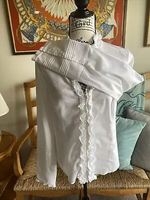 ECI New York Off White Pleated Front Ruffle Sleeve Blouse Size 12 • $16