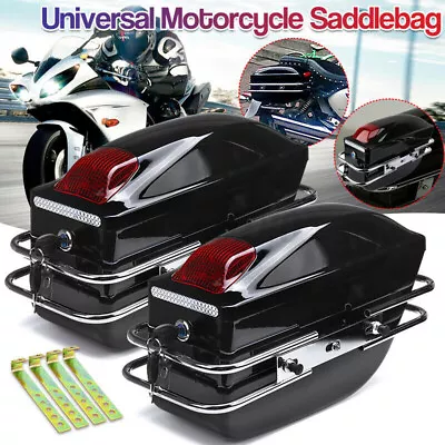 2x Motorcycle Hard Saddlebag Saddle Bags Trunk Bag Luggage Case 24L Universal • $246.72