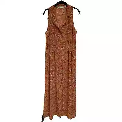 Vintage Victoria Secret Size L Orange Flowered Dress Button Down 2Button Missing • $30