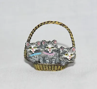 Vienna Bronze Bermann Cat Kittens Figurine In Basket • $114.97