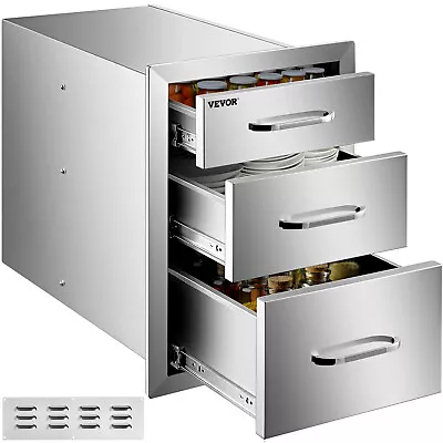 VEVOR 14Wx21H BBQ Island Triple Drawer Outdoor Kitchen Stainless Steel Drawer • $152.39