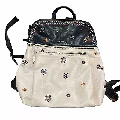 Desigual  Leather Embroidered Backpack Stunning. • $41