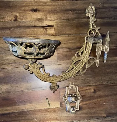 VTG Metal Sconce Oil Lamp/Candle Holder Swing Arm Gold/bronze Color With Bracket • $26.99