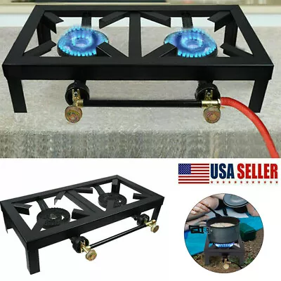 Portable Double 2 Burner LP Gas Propane Stove Outdoor Camping Picnic BBQ Cooker • $41.99