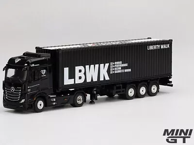 Mini GT MGT00215 Mercedes Benz Actros 40′ Dry Container LBWK Liberty Walk Black • $199.99