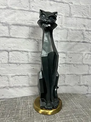 Universal Statuary Corp. MCM Cubist Black Siamese Cat Statue 24.5  Vintage 60's • $911.51