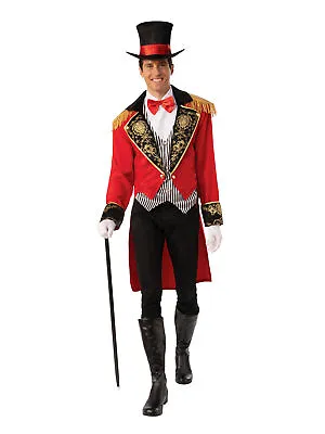 Mens Circus Man Costume Ringmaster Suit Showman Adult Fancy Dress Party Outfit • £20