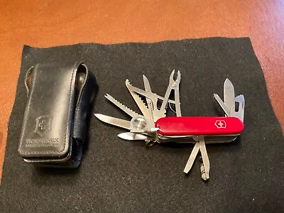 RARE VICTORINOX OFFICER SUISSE ROSTFREI SURVIVAL SWISS ARMY KNIFE TOOLS W/Sheath • $110