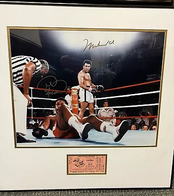 MUHAMMAD ALI And George Foreman Signed 16x20  Poster With Original 1974 Ticket! • $2999.99