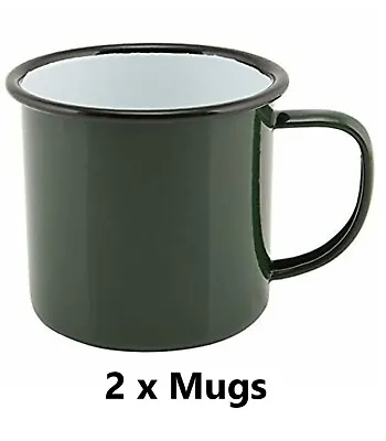 2 X Enamel Mug 1/2pt 0.28lt Green Genuine Falcon Enamelware 2 X 547GRN • £12.95