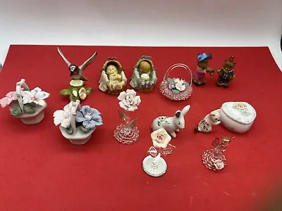 LOT Of 14 VINTAGE Figures CERAMIC PORCELAIN RESIN Crystal • $19.99