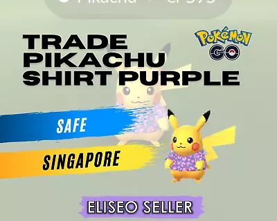 Trade Pikachu Purple Shirt - Pokemon Pikachu Singapore GO - Exclusive Event 2022 • $2