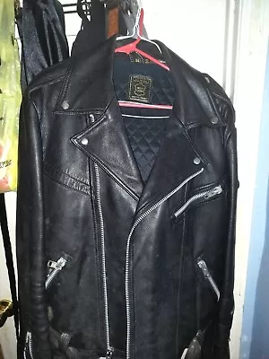 Hein Gericke Mens Leather Motorcycle Jacket Sz 44 Lined Full Zip Coat Echt Leder • $150