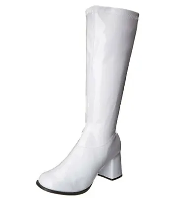 $34.99 • Buy NEW! Ellie White Patent Zippered Knee Boots SIZE 14 Go-Go 3  Heels 1960's Mod