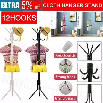 Coat Stand Garment Rack Metal Coat Jacket Umbrella Hanger Standing Hook Rack • £9.98
