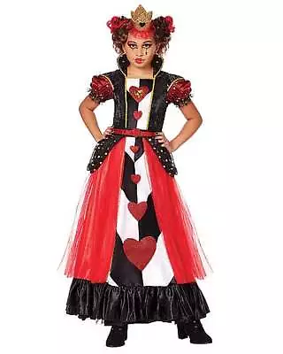 Girls Kids Children's Queen Of Hearts Fairytale Fancy Dress Halloween Costume • £16.99