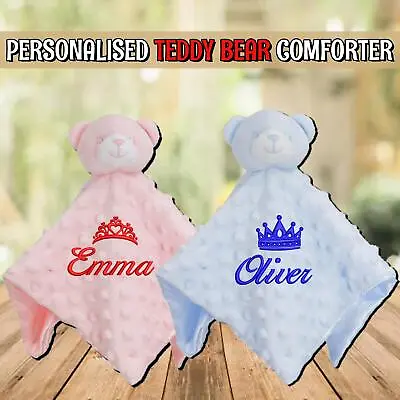 Personalised Baby Comforter Blanket Super Soft Bear Birthday  - Baby Custom Gift • £14.99