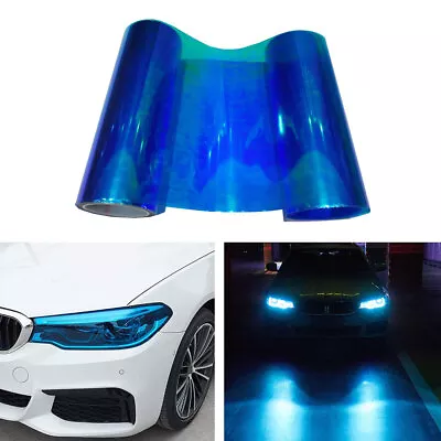 Car Headlight Fog Light Protector Film Chameleon Blue Tint Sticker Accessories • $6.90