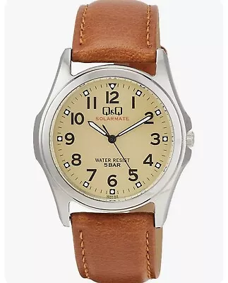 $45 • Buy Wrist Watches For Men  Citizen Q&Q Watch Analog Solar Waterproof Leather Belt